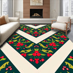 Green Floral Chevron Pattern Rug