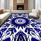 Bold Cobalt White Starburst Pattern Rug