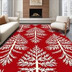 Red White Tree Pattern Design Rug