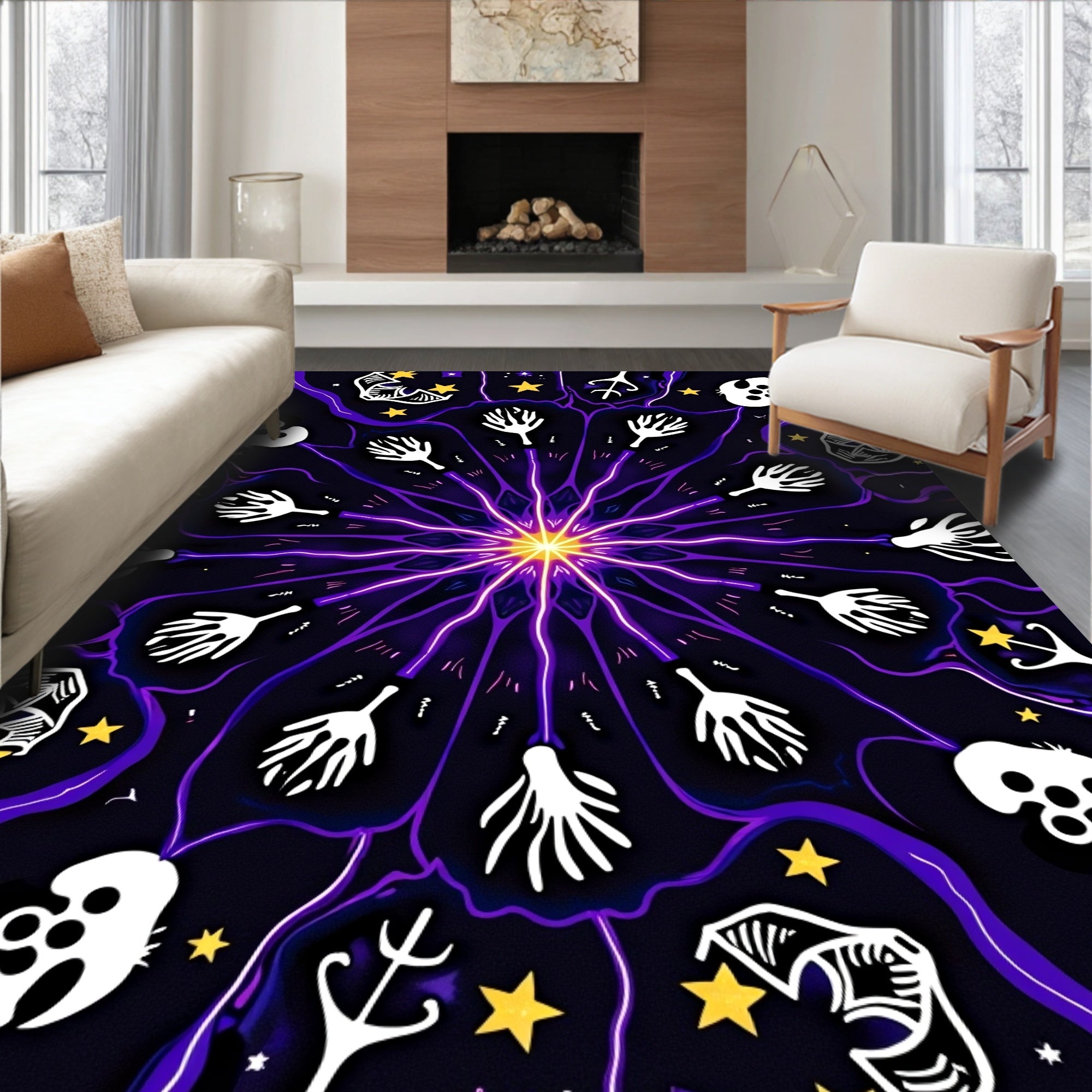 Cosmic Floral Sunburst Pattern Rug
