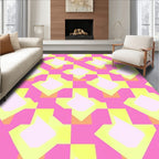 Geometric Pink Yellow Diamond Pattern Rug