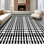 Black White Geometric Chain Rug