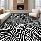 Black White Swirling Organic Pattern Rug