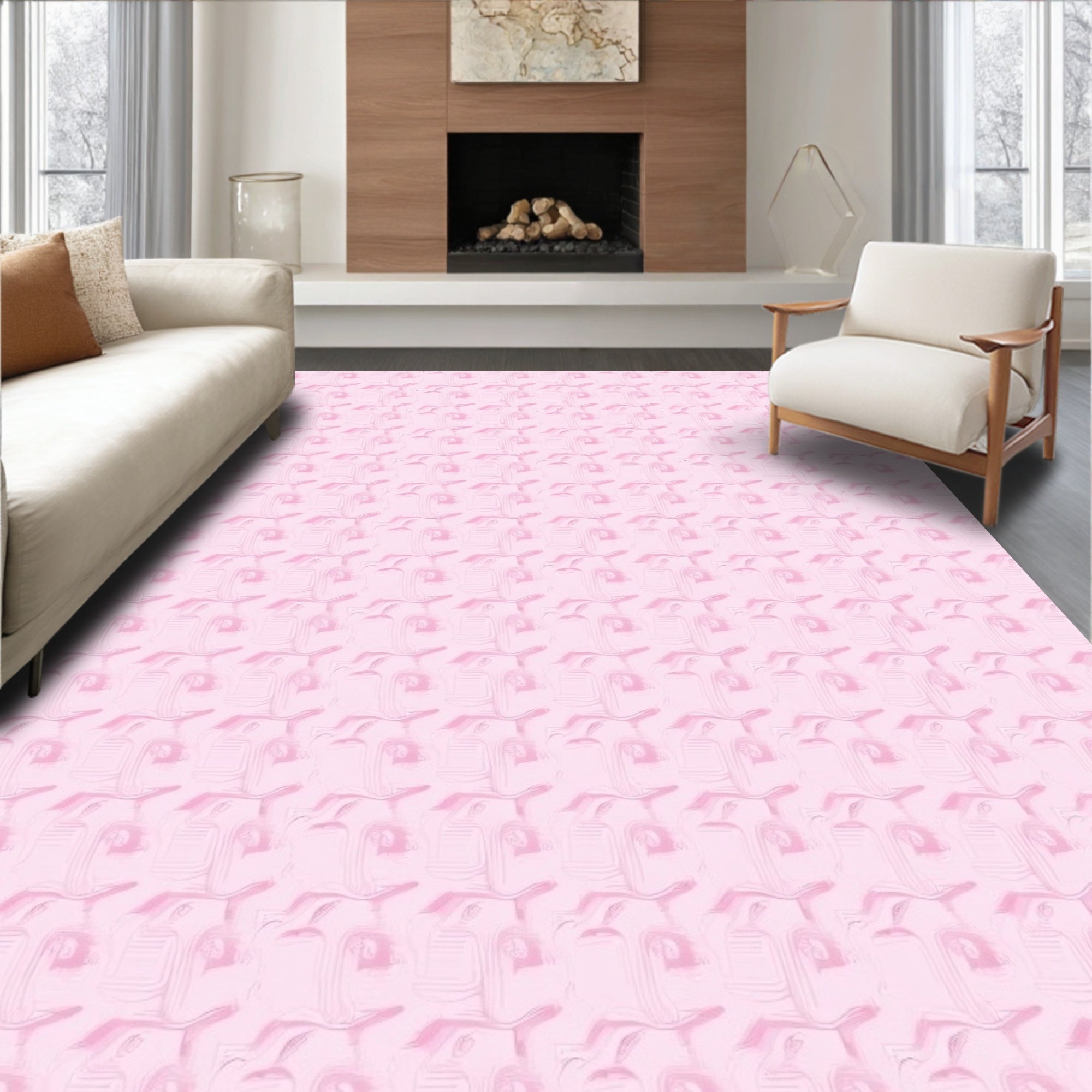 Soft Pink Pastel Abstract Pattern Rug