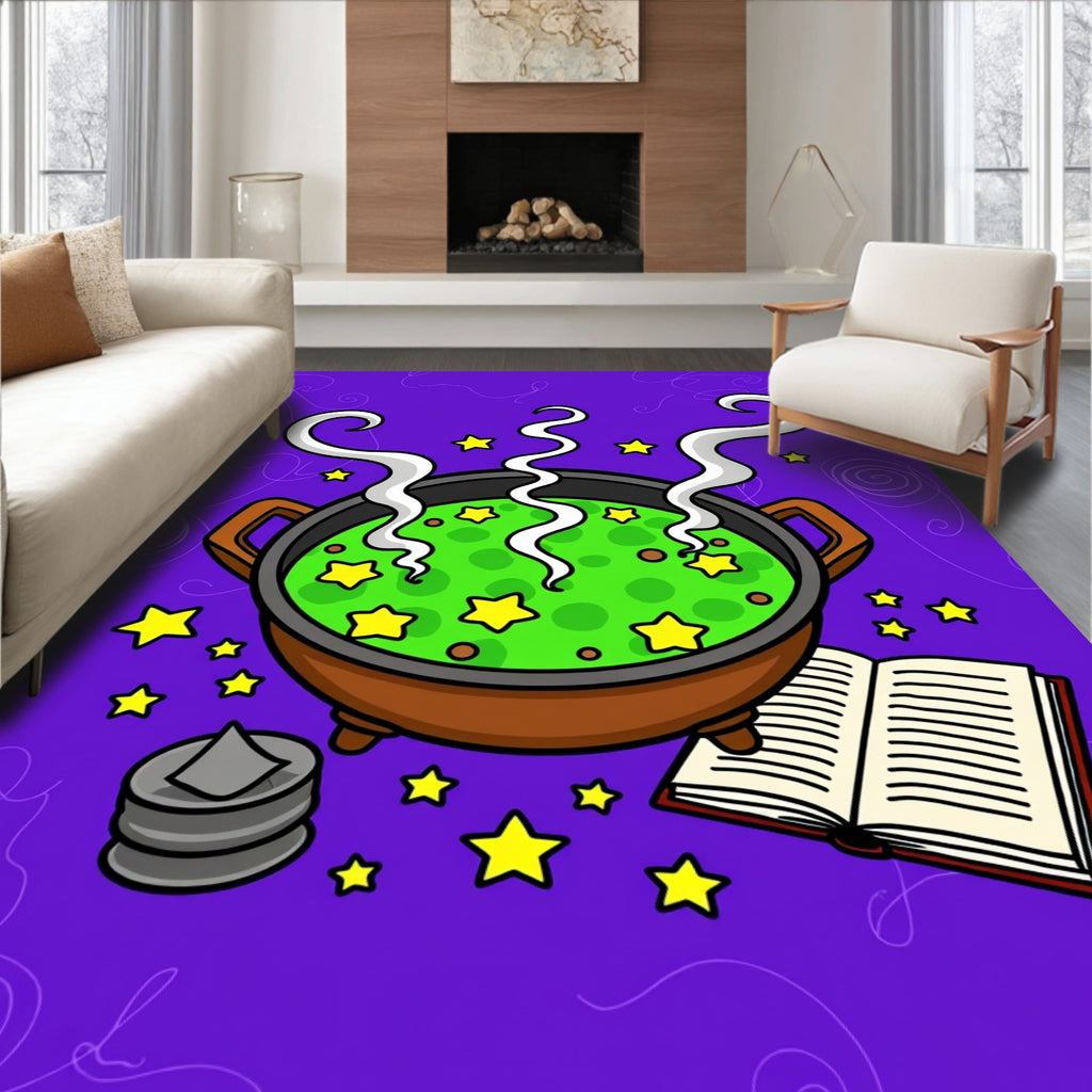 Whimsical Cauldron Stars Pattern Rug