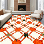 Orange Pumpkin Lattice Pattern Design Rug