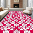 Red Geometric Art Deco Pattern Rug