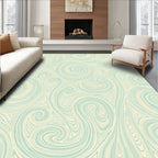 Abstract Swirls Cream Teal Pattern Rug