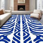 Bold Blue White Abstract Stripe Rug