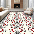 Art Nouveau Red Swirl Floral Pattern Rug