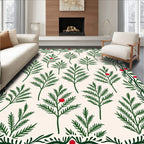 Green Evergreen Berry Border Rug