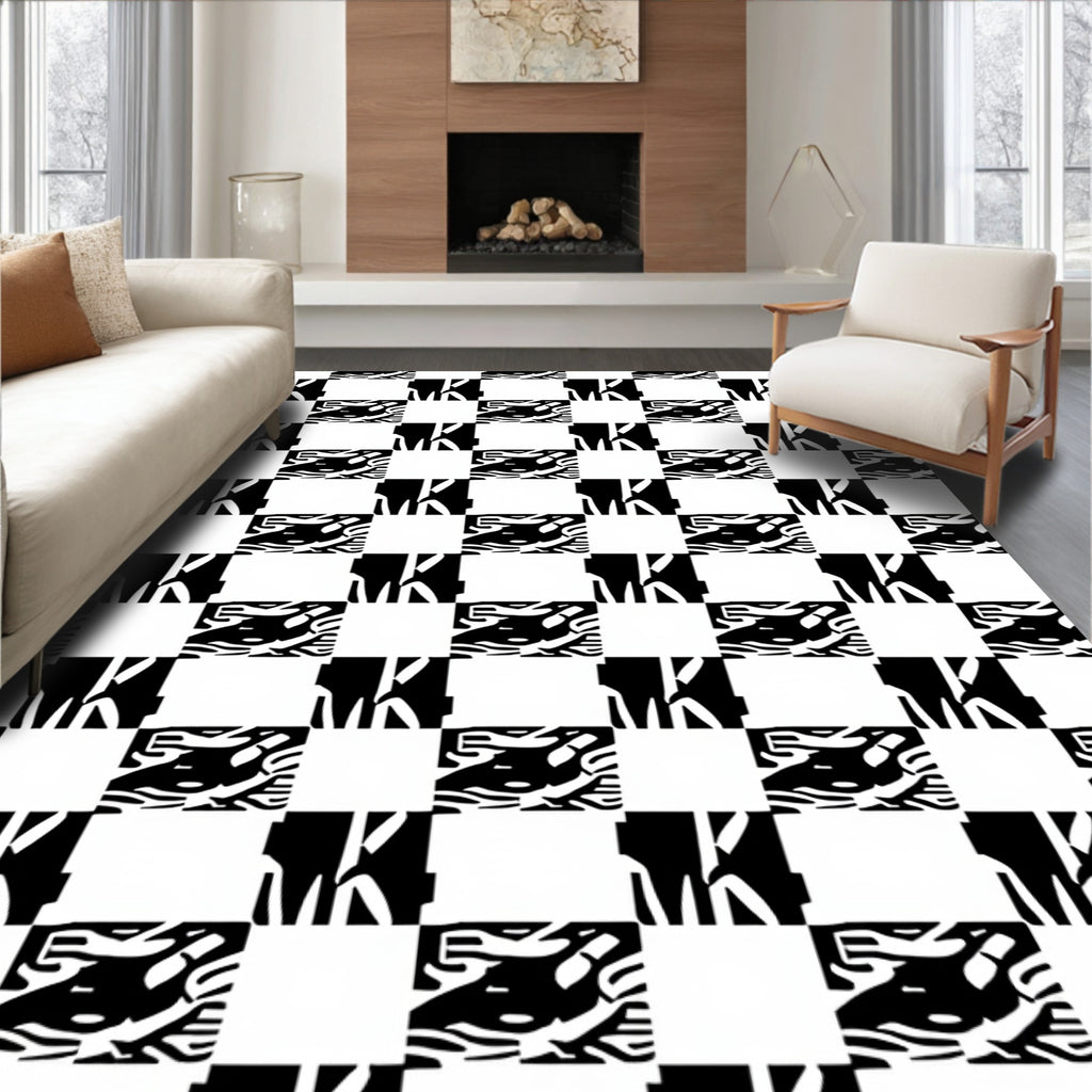 Checkerboard Abstract Graphic Pattern Rug