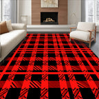Red Plaid Pattern Rug