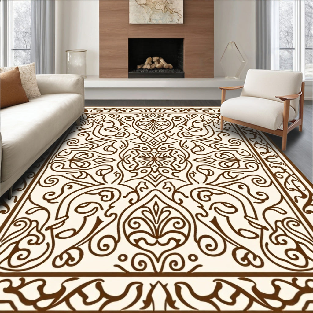Intricate Floral Scrollwork Pattern Rug