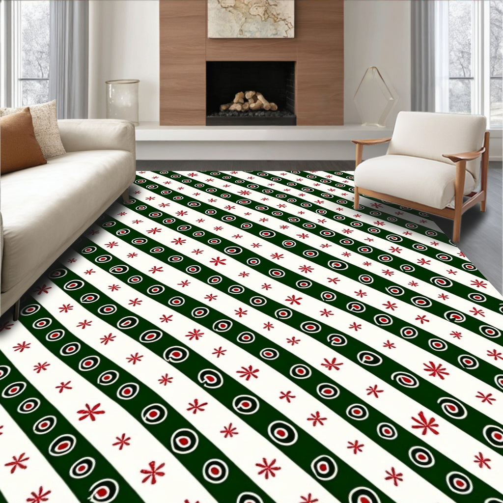 Diagonal Stars Circles Pattern Rug