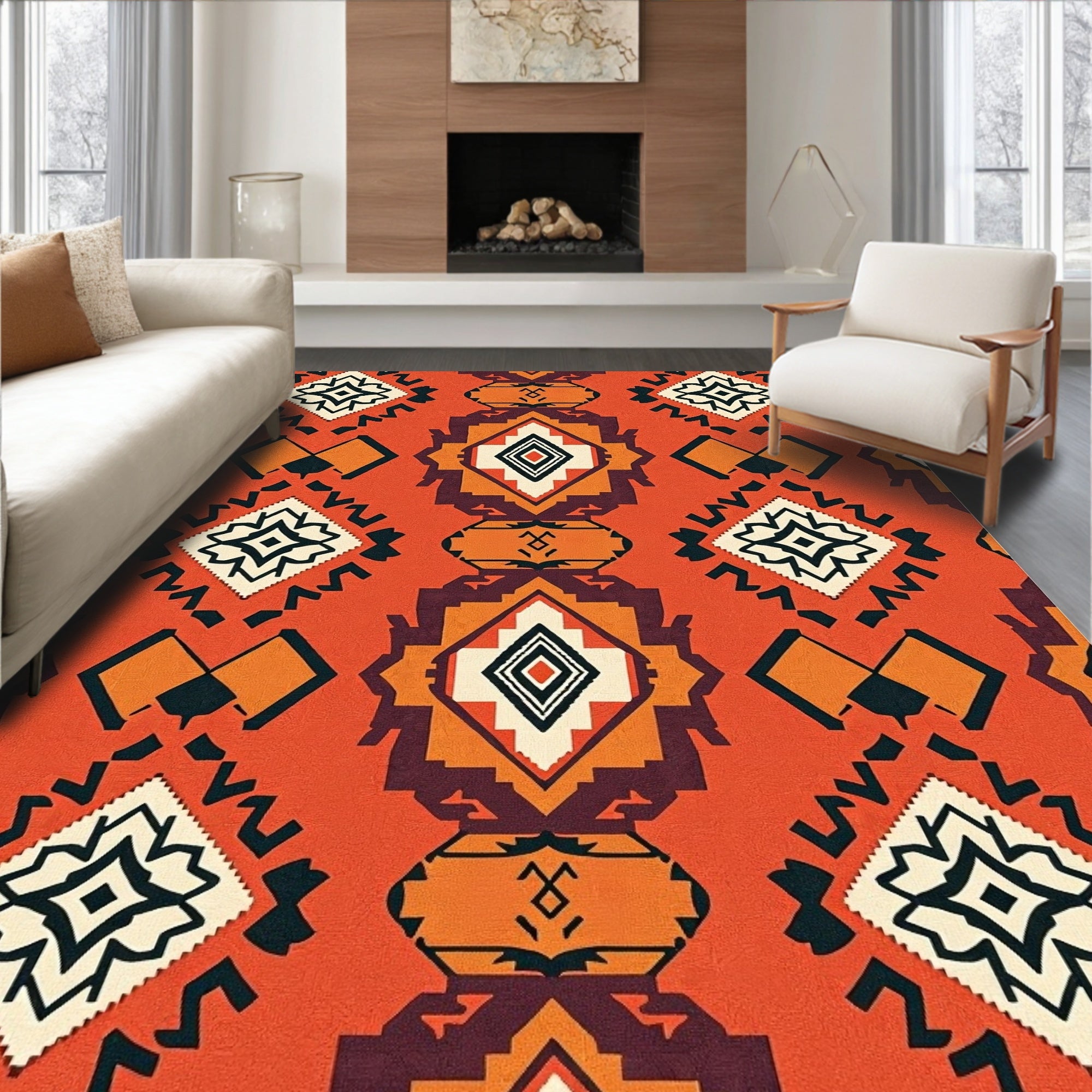 Bold Tribal Diamond Patterned Rug