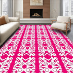 Vibrant White Abstract Geometric Repeats Rug