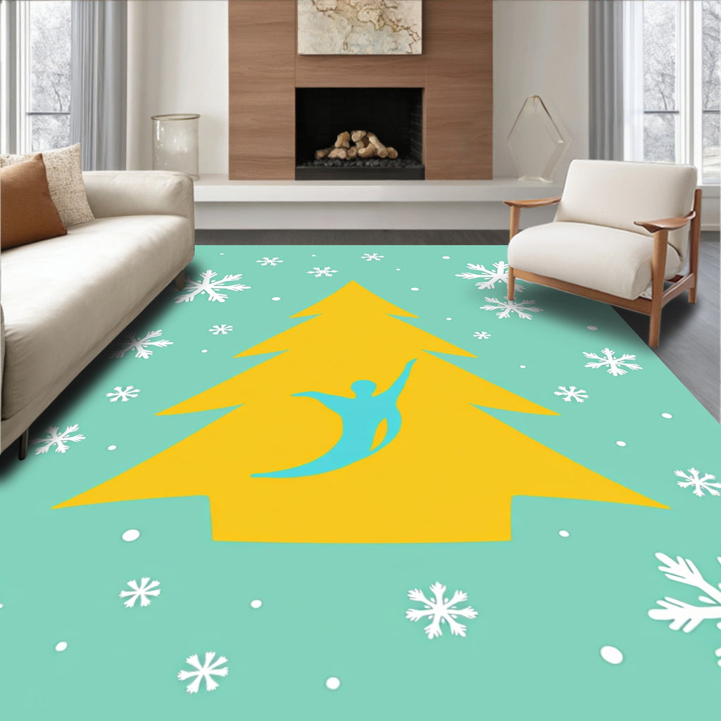 Festive Tree With Snowflakes Design Rug