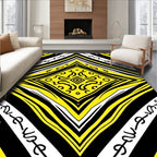 Bold Yellow 2 Tone Geometric Paisley Rug