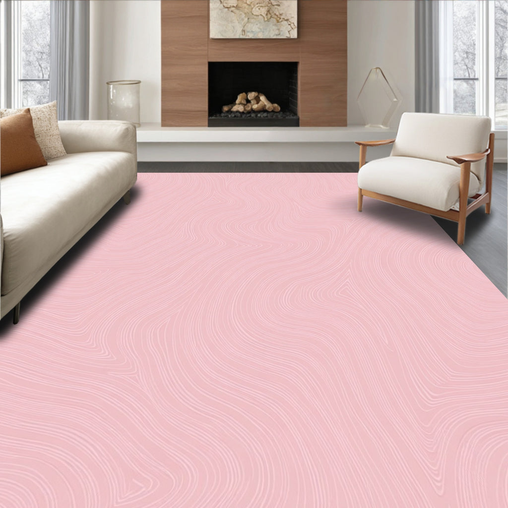 Soft Pink Wavy Lines Rug
