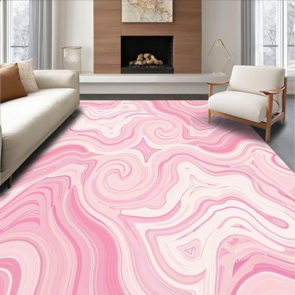 Pink Agate Swirl Pattern Rug