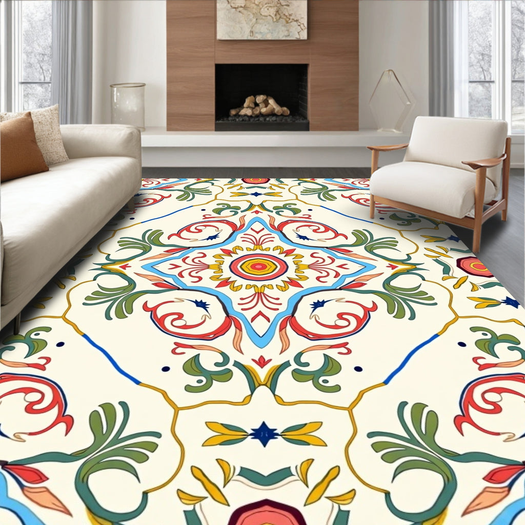 Colorful Floral Medallion Patterned Rug