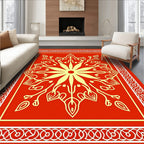 Bold Red Yellow Floral Mandala Rug