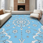 Sky Blue Ornate Floral Starburst Rug