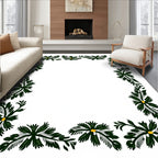 Green Leafy Border With Yellow Accents Rug