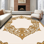 Golden Oval Swirl Filigree Outline Rug