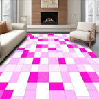 Pink White Gradient Block Pattern Rug