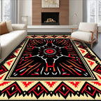 Bold Red Yellow Tribal Pattern Rug