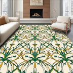 Art Nouveau Green Gold Floral Pattern Rug