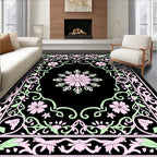 Floral Border With Central Medallion Design Rug