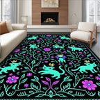 Whimsical Cats Floral Crown Pattern Rug
