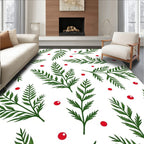 Green Fern Red Berry Garland Rug