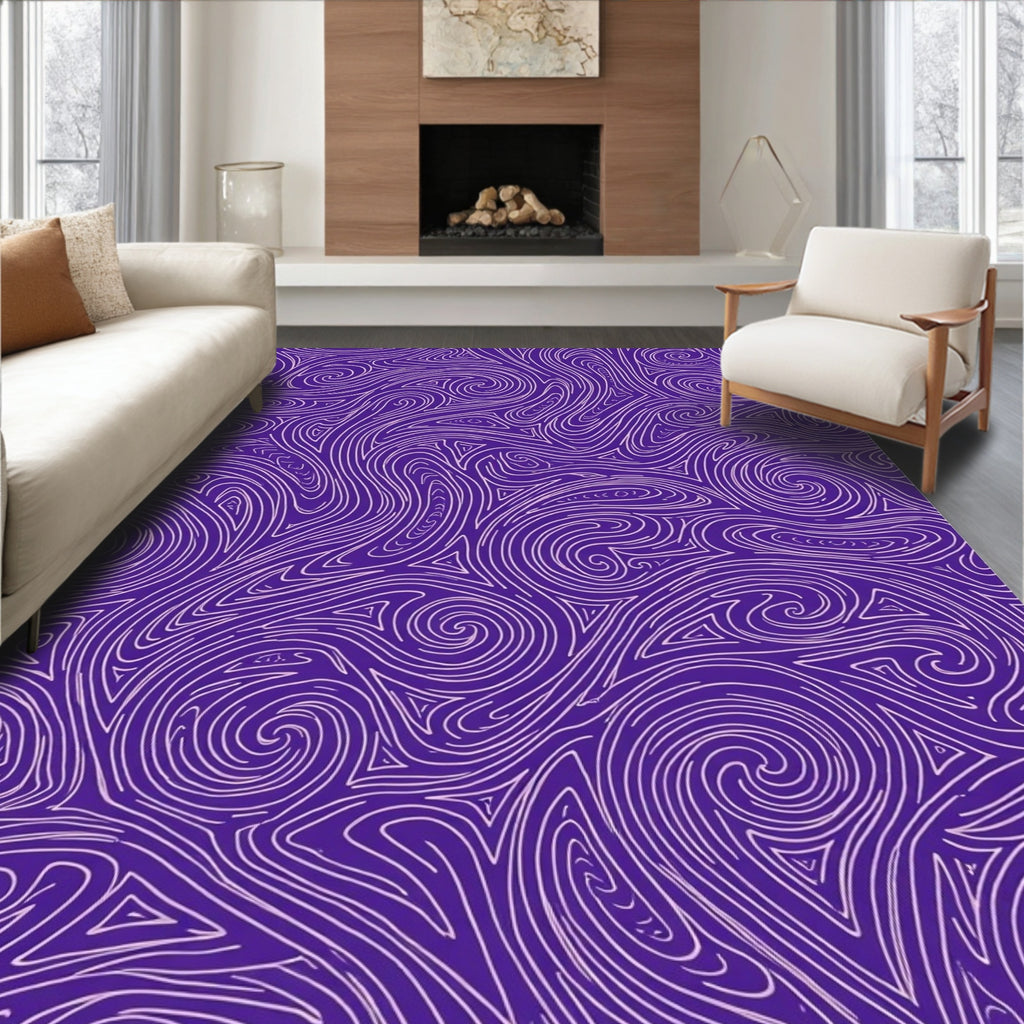 Abstract Swirl Pattern With Purple Tones Rug