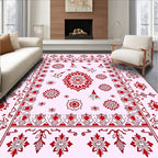 Crimson Red Festive Gnome Snowflakes Rug