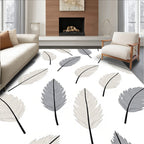 Feather Pattern Design In Grey And White Rug