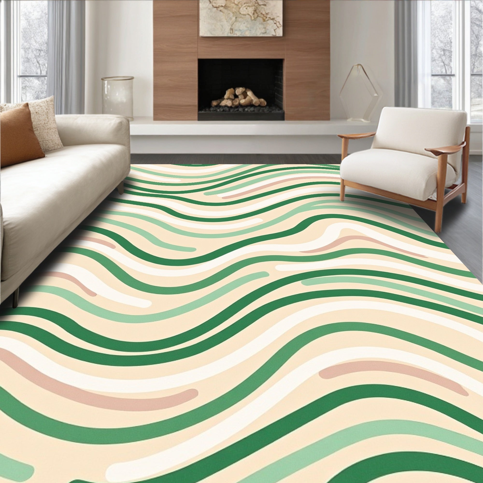 Wavy Organic Striped Pattern Rug