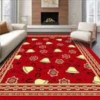Festive Red Bell And Flower Pattern Rug