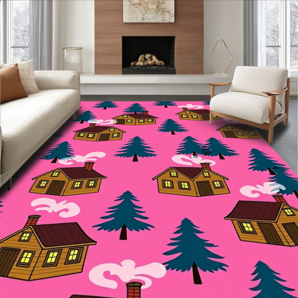 Cozy Woodland Cabin Pattern Rug