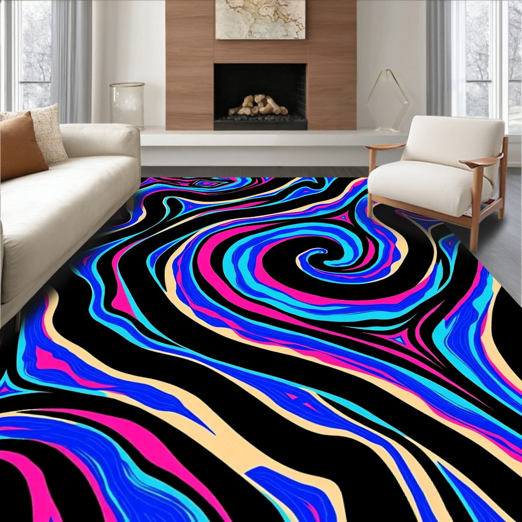 Bold Swirls Vibrant Abstract Design Rug