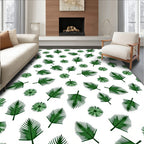 Tropical Green Leaf Patterned Rug
