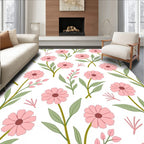 Pink floral botanical inspired pattern Rug