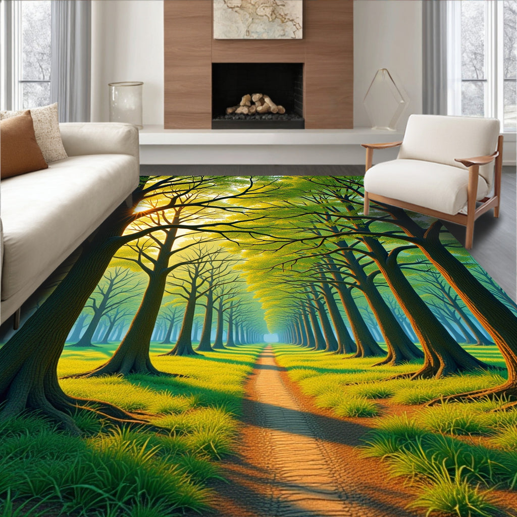 Enchanting Forest Path Sunbeam Rug