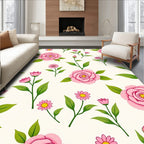 Pink Floral Garden Pattern Rug