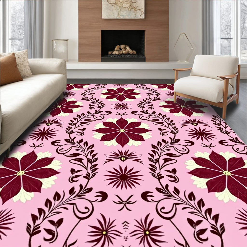 Floral Vine Repeating Pattern Rug