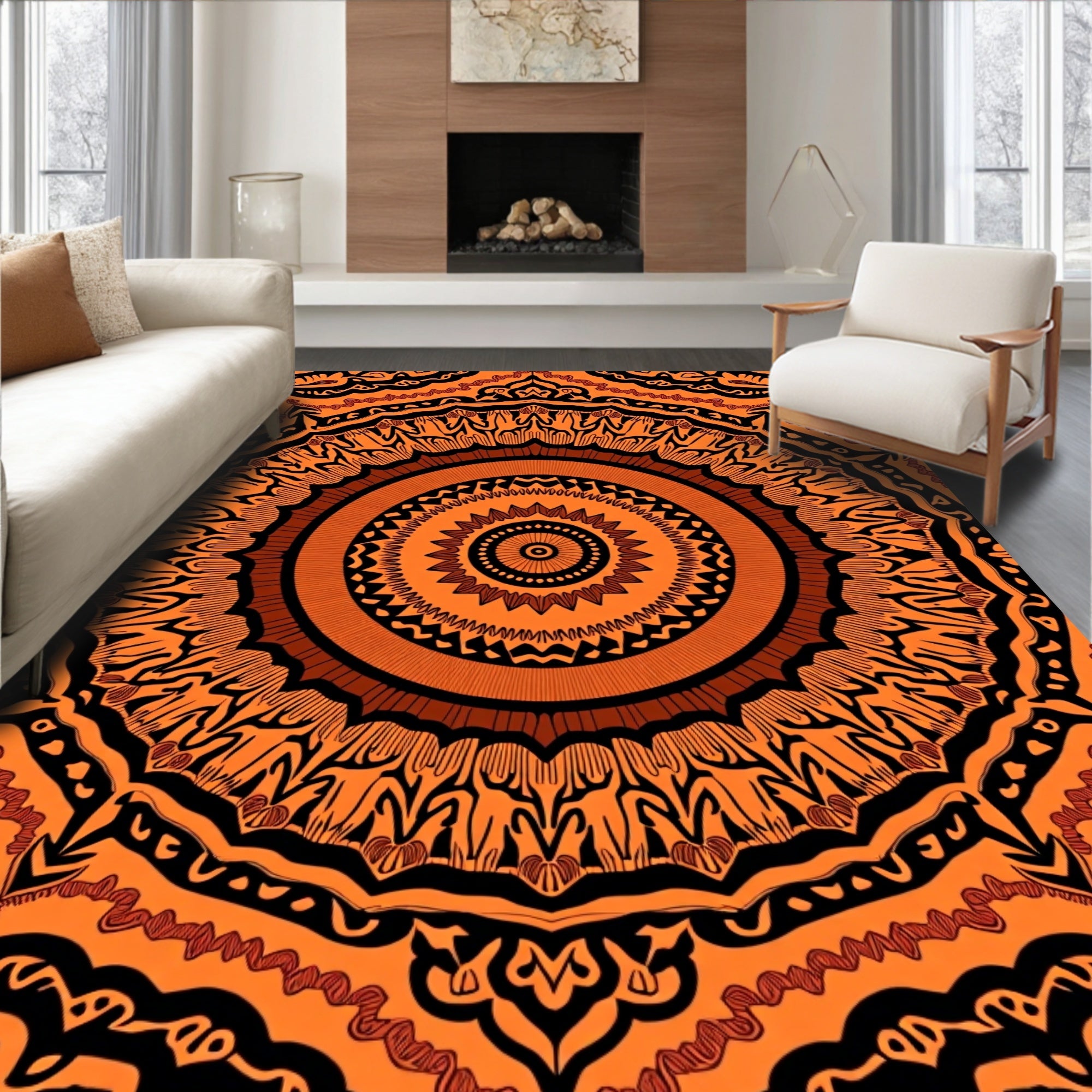 Sunburst Mandala Pattern Rug