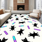 Playful Black Cats 2 Marker Pattern Rug